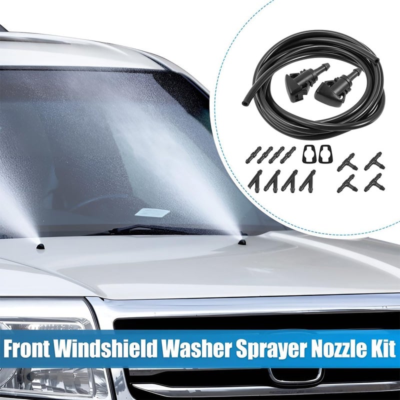 Mandark Car Windshield Washer Hose Kit, 5 Meter Washer Fluid Hose with 12PCS Hose Connectors 2PCS Fan Nozzles 2PCS Rubber Gaskets, Suitable for Most Car Windscreen Washer Tubing - Image 3